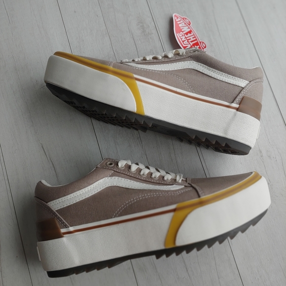 VANS NEW Old Skool Stacked Platform Shoes Cobblestone - Picture 3 of 13